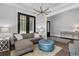 Comfortable living room with elegant furniture, large windows, and stylish decor at 6900 Staghorn Ln, Raleigh, NC 27615