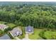 An aerial view of a home nestled among lush, mature trees and manicured lawns at 7502 Latteri Ct, Raleigh, NC 27613