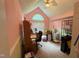 Cozy bedroom with a large window and sloped ceiling; perfect for home office use at 100 Deer Ridge Rd, Siler City, NC 27344