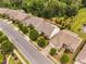 Aerial view showcasing a residential neighborhood with well-maintained homes and tree-lined streets at 1104 Gaston Manor Dr, Durham, NC 27703