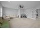 The spacious bonus room has carpet floors, recessed lighting, and lots of open space at 140 Big Barn Dr, Wendell, NC 27591