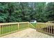 Wooden back deck with railing overlooking yard and wooded area at 160 Deer Tracks Dr, Wendell, NC 27591