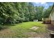 Large backyard with shed and wooden deck at 160 Deer Tracks Dr, Wendell, NC 27591