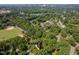 Aerial view of property surrounded by lush greenery, near baseball field and Raleigh skyline at 1825 Watkins St, Raleigh, NC 27604