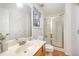 Functional bathroom with a shower, a single sink vanity and natural lighting at 1851 Trailwood Heights Ln # 204, Raleigh, NC 27603