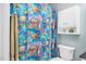 Bathroom featuring a colorful fish shower curtain and a white vanity at 402 Hearthstone Dr, Nashville, NC 27856