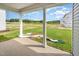 Covered patio view overlooking a spacious backyard and tree line at 66 W Emily Gardens Dr, Selma, NC 27576