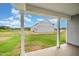 Covered patio with a view of new construction and an open grass lot at 66 W Emily Gardens Dr, Selma, NC 27576