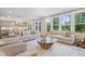 Open concept living room, with kitchen, with large windows offering ample natural light at 713 Ramsours Mill Dr, Holly Springs, NC 27540