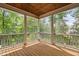 Enjoy the outdoors from this screened-in porch with wood floors and a view of the surrounding trees at 728 Peninsula Forest Pl, Cary, NC 27519
