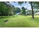 Lush backyard showcasing mature trees, a shed, and a garden area, perfect for outdoor enjoyment at 108 High St, Carrboro, NC 27510