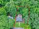 Aerial view showcasing property lines of the home and surrounding greenery at 1907 Bivins St, Durham, NC 27707