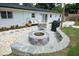 A stone-lined fire pit with seating creates a cozy outdoor space on the patio at 2320 Marks Creek Rd, Knightdale, NC 27545
