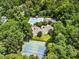 Overhead view of neighborhood pool, tennis courts, and parking at 3811 Cottonwood Dr, Durham, NC 27705