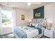 Whimsical bedroom with a fun jungle theme, a vibrant headboard, and modern bedside tables at 414 Grange Farm Pl, Raleigh, NC 27603