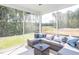 Cozy screened-in porch with comfortable seating and a view of the lush backyard at 414 Grange Farm Pl, Raleigh, NC 27603