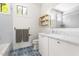 Bathroom with marble sink and blue tile floor at 508 N Wake St, Hillsborough, NC 27278