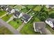 Overhead shot showing backyard with pool, fire pit, patio and well maintained garden at 52 Summit Overlook Dr, Clayton, NC 27527