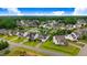 Wide aerial view showcasing a neighborhood with well-spaced houses and manicured lawns at 52 Summit Overlook Dr, Clayton, NC 27527