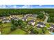 Aerial view of homes with pools, tennis courts, and lush greenery, offering a glimpse of community amenities at 52 Summit Overlook Dr, Clayton, NC 27527