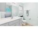 Bathroom featuring a white sink, vanity, toilet and shower/tub combo at 5309 Meadow Field Dr, Mebane, NC 27302