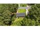 Aerial shot of a home with mature trees and a grassy lawn, showing the roof and surrounding neighborhood at 625 Powell Dr, Rocky Mount, NC 27803