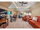 Spacious living room featuring vaulted ceilings and recessed lighting at 84307 Winslow, Chapel Hill, NC 27517