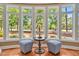 Bright sitting area with hardwood floors, large windows overlooking the green landscape at 84307 Winslow, Chapel Hill, NC 27517
