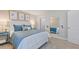 Bedroom with white and blue bedding, side tables, and ballet decor at 121 Seagraves Creek Ln, Holly Springs, NC 27540