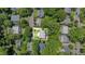An aerial view of a home nestled among lush greenery in a quiet neighborhood at 1414 Park Dr, Raleigh, NC 27605