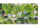 Birds eye view of a neighborhood with manicured lawns and tree-lined streets at 1414 Park Dr, Raleigh, NC 27605