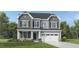 Two-story home featuring a gray exterior, well-manicured lawn, and a two-car garage at 1641 Goldfinch Perch Ln, Knightdale, NC 27545