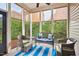Relaxing screened porch with comfortable seating and view of landscaped backyard at 1924 Rustica Dr, Durham, NC 27713