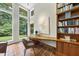 Office with natural light, custom built-ins, and a lovely outdoor view at 213 Chimeneas Pl, Chapel Hill, NC 27517