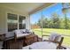 Inviting screened-in porch offering serene views of the green backyard with comfortable seating at 2713 Jazzy St, New Hill, NC 27562