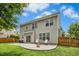Backyard featuring a stone patio with outdoor furniture and a fire pit, perfect for entertaining at 304 Forbes Rd, Wake Forest, NC 27587