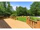 Spacious wooden deck offers a perfect space for outdoor entertaining, surrounded by lush greenery at 3113 Golden Nugget Dr, Clayton, NC 27520
