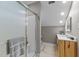 Modern bathroom featuring a glass shower and stylish vanity at 3113 Golden Nugget Dr, Clayton, NC 27520