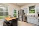 Modern kitchen with stainless steel appliances, light blue cabinets, and a kitchen island at 3445 Dutchman Rd, Raleigh, NC 27610