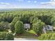 Stunning aerial view of home nestled among lush, mature trees offering privacy and serenity at 517 Belmont Cir, Wake Forest, NC 27587