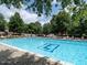 Large outdoor swimming pool surrounded by chairs and umbrellas at 5225 Big Bass Dr, Raleigh, NC 27610