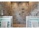 Luxurious tiled shower features dual shower heads and built-in towel rack at 534 Siltstone Pl, Cary, NC 27519