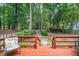 Wood deck area overlooking a private, wooded backyard offering a serene, outdoor living space at 6213 Fountainhead Dr, Raleigh, NC 27609