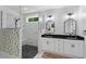 Primary bathroom suite with glass shower and dual vanity at 88 Priscilla Ln, Fuquay Varina, NC 27526