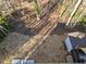 Aerial view of the backyard showing the shed and deck at 947 Manchester Dr, Cary, NC 27511