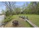 Scenic backyard with chairs, a fire pit, and a river view, creating an ideal outdoor gathering space at 1500 River Mill Dr # 310, Wake Forest, NC 27587