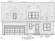 Detailed front elevation blueprint showcases the home's architectural design with a two-car garage and charming details at 152 Big Bradley Dr, Wendell, NC 27591
