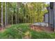 Well-maintained yard with a patio and views of the surrounding woods at 2124 Country Air Ln, Hillsborough, NC 27278