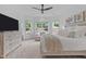 Sunlit main bedroom with large windows, comfortable seating, and soft, neutral colors at 236 Lucky Ribbon Ln, Holly Springs, NC 27540