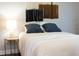 Comfortable bedroom with a soft bed and decorative pillows, illuminated by a bedside lamp at 2801 E Shoreham St, Durham, NC 27707